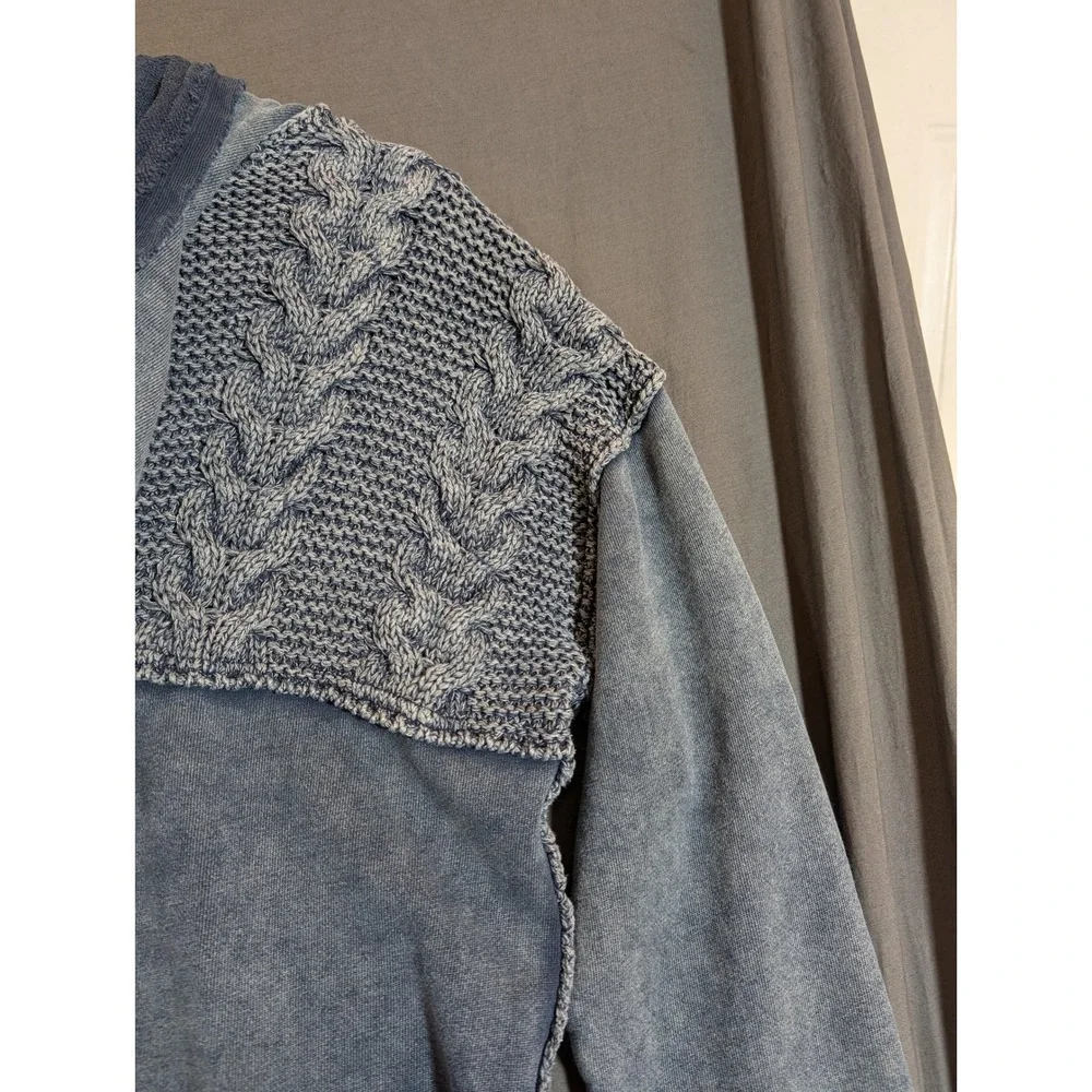INC International Concepts Mens Blue Cable‎ Knit Hoodie Sweater Size L